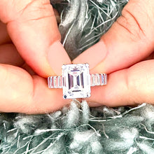 Load image into Gallery viewer, HUGE and heavy 14k solid white gold emerald cut forever one moissanite engagement ring Bridal Wedding Propose 6.00ct Stunning!!