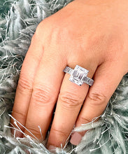 Load image into Gallery viewer, HUGE and heavy 14k solid white gold emerald cut forever one moissanite engagement ring Bridal Wedding Propose 6.00ct Stunning!!