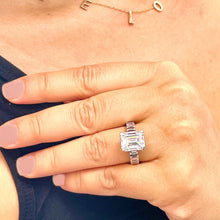 Load image into Gallery viewer, HUGE and heavy 14k solid white gold emerald cut moissanite engagement ring Bridal Wedding Propose 6.00ct Stunning!!