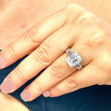Load image into Gallery viewer, HUGE and heavy 14k solid white gold emerald cut forever one moissanite engagement ring Bridal Wedding Propose 6.00ct Stunning!!