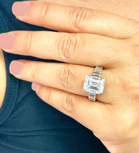 Load image into Gallery viewer, HUGE and heavy 14k solid white gold emerald cut moissanite engagement ring Bridal Wedding Propose 6.00ct Stunning!!
