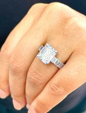 Load image into Gallery viewer, HUGE and heavy 14k solid white gold emerald cut moissanite engagement ring Bridal Wedding Propose 6.00ct Stunning!!