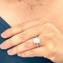 Load image into Gallery viewer, Stunning 3.80ct set in 14k solid white gold radiant cut moissanite engagement ring solitaire, bridal set, wedding, anniversary