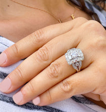 Load image into Gallery viewer, GIA Certified 14K Solid And Heavy White Gold Round Cut And Baguettes Cut Diamond Engagement Ring Antique Style 2.75ctw F-VS2