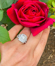Load image into Gallery viewer, GIA Certified 14K Solid And Heavy White Gold Round Cut And Baguettes Cut Diamond Engagement Ring Antique Style 2.75ctw F-VS2