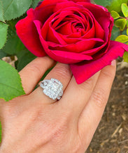 Load image into Gallery viewer, 14K Solid And Heavy White Gold Round Cut Moissanite and Natural Round And Baguettes Cut Diamond Engagement Ring Antique 2.75ctw