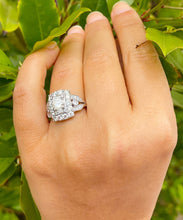 Load image into Gallery viewer, GIA Certified 14K Solid And Heavy White Gold Round Cut And Baguettes Cut Diamond Engagement Ring Antique Style 2.75ctw F-VS2