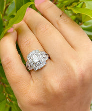 Load image into Gallery viewer, GIA Certified 14K Solid And Heavy White Gold Round Cut And Baguettes Cut Diamond Engagement Ring Antique Style 2.75ctw F-VS2