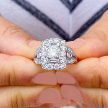 Load image into Gallery viewer, GIA Certified 14K Solid And Heavy White Gold Round Cut And Baguettes Cut Diamond Engagement Ring Antique Style 2.75ctw F-VS2