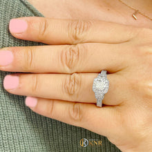 Load image into Gallery viewer, 14k Solid White Gold Cushion Cut and Round And Trapezoids Natural Diamond Engagement Ring Halo 2.00ctw
