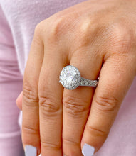 Load image into Gallery viewer, HUGE 14k White Solid Gold Round Cut Moissanite and Natural Diamond Engagement Ring Antique Deco Bridal Propose Promise 6.30ctw