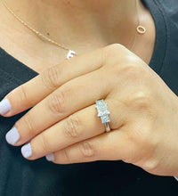 Load image into Gallery viewer, GIA Certified 14k Solid White Gold Princess Cut Engagement Ring Wedding Bridal Anniversary Three Stone Style 2.50ct F-VS2