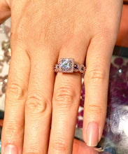 Load image into Gallery viewer, GIA/IGI Certified 14K Rose Gold Round Cut Diamonds And Sapphire Halo Engagement Ring Bridal Wedding Propose Ring 2.00ctw F-VS2