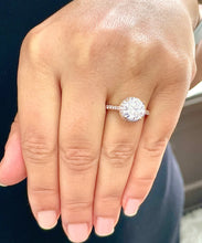 Load image into Gallery viewer, 14K Rose Gold Round Cut Moissanite Diamond Engagement Ring Halo Prong Bridal Wedding Halo Natural Diamonds 3.50ctw