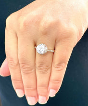 Load image into Gallery viewer, 14K Rose Gold Round Cut Moissanite Diamond Engagement Ring Halo Prong Bridal Wedding Halo Natural Diamonds 3.50ctw