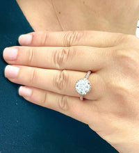 Load image into Gallery viewer, Large 14K Rose Gold Round Cut Forever One Moissanite Diamond Engagement Ring Halo Prong Bridal Wedding Halo Natural Diamonds 3.50ctw