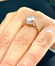 Load image into Gallery viewer, 14K Rose Gold Round Cut Moissanite Diamond Engagement Ring Halo Prong Bridal Wedding Halo Natural Diamonds 3.50ctw