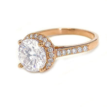 Load image into Gallery viewer, 14K Rose Gold Round Cut Moissanite Diamond Engagement Ring Halo Prong Bridal Wedding Halo Natural Diamonds 3.50ctw