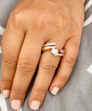 Load image into Gallery viewer, 14k Solid And Heavy Rose Gold Emerald Cut Forever One Moissanite Engagement Ring Deco Bridal Semi Tension Set 2.00ctw