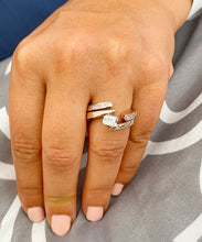 Load image into Gallery viewer, 14k Solid And Heavy Rose Gold Emerald Cut Forever One Moissanite Engagement Ring Deco Bridal Semi Tension Set 2.00ctw