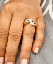 Load image into Gallery viewer, 14k Solid And Heavy Rose Gold Emerald Cut Forever One Moissanite Engagement Ring Deco Bridal Semi Tension Set 2.00ctw