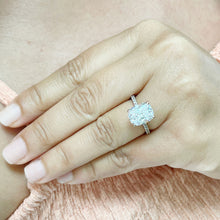 Load image into Gallery viewer, 14K Solid Rose Gold Cushion Cut Moissanite And Round Cut Natural Diamonds Engagement Ring Solitaire Four Prong set 5.00ctw