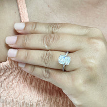 Load image into Gallery viewer, 14K Solid Rose Gold Cushion Cut Moissanite And Round Cut Natural Diamonds Engagement Ring Solitaire Four Prong set 5.00ctw