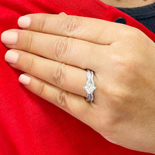 Load image into Gallery viewer, 14K Solid White Gold Princess Cut Natural Diamond Engagement Ring And Band Bridal Set Wedding Anniversary Propose Promise 1.10ctw