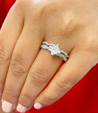 Load image into Gallery viewer, GIA/IGI Certified 14K Solid White Gold Princess Cut Diamond Engagement Ring And Band Bridal Set Wedding 1.35ctw F-VS2