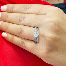 Load image into Gallery viewer, GIA/IGI Certified 14K Solid White Gold Princess Cut Diamond Engagement Ring And Band Bridal Set Wedding 1.35ctw F-VS2