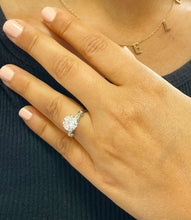 Load image into Gallery viewer, 14k Solid White Gold Round Cut Forever One Moissanite and Baguettes Cut Natural Diamond Engagement Ring 2.24ctw