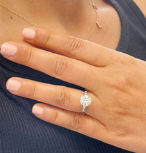 Load image into Gallery viewer, 14k Solid White Gold Round Cut and Baguettes Cut Natural Diamond Engagement Ring 1.74ctw