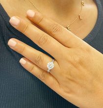 Load image into Gallery viewer, 14k Solid White Gold Round Cut and Baguettes Cut Natural Diamond Engagement Ring 1.74ctw