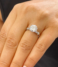 Load image into Gallery viewer, GIA/IGI Certified 14k Solid White Gold Round and Baguettes Cut Diamond Engagement Ring 1.74ctw F-VS2