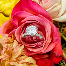 Load image into Gallery viewer, 14k Solid White Gold Round Cut and Baguettes Cut Natural Diamond Engagement Ring 1.74ctw