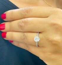 Load image into Gallery viewer, 14k Solid White Gold Round Cut Moissanite and Round Cut Natural Diamond Engagement Ring Wedding Anniversary 1.40ctw