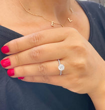 Load image into Gallery viewer, 14k Solid White Gold Round Cut Moissanite and Round Cut Natural Diamond Engagement Ring Wedding Anniversary 1.40ctw