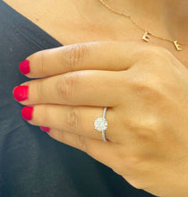 Load image into Gallery viewer, 14k Solid White Gold Round Cut Moissanite and Round Cut Natural Diamond Engagement Ring Wedding Anniversary 1.40ctw