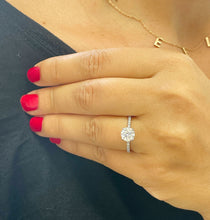 Load image into Gallery viewer, 14k Solid White Gold Round Cut Moissanite and Round Cut Natural Diamond Engagement Ring Wedding Anniversary 1.40ctw