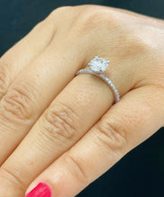 Load image into Gallery viewer, 14k Solid White Gold Round Cut Moissanite and Round Cut Natural Diamond Engagement Ring Wedding Anniversary 1.40ctw