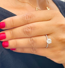 Load image into Gallery viewer, 14k Solid White Gold Round Cut Forever One Moissanite and Round Cut Natural Diamond Engagement Ring Wedding Anniversary 1.40ctw