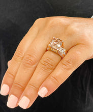 Load image into Gallery viewer, Huge 6.50 Carat Women's 14k solid rose gold cushion cut pink morganite and natural round cut diamond engagement ring Bridal Wedding