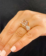 Load image into Gallery viewer, Huge 6.50 Carat Women's 14k solid rose gold cushion cut pink morganite and natural round cut diamond engagement ring Bridal Wedding