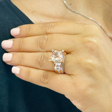 Load image into Gallery viewer, Huge 6.50 Carat Women's 14k solid rose gold cushion cut pink morganite and natural round cut diamond engagement ring Bridal Wedding