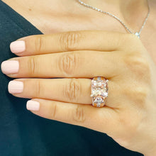 Load image into Gallery viewer, Huge 6.50 Carat Women's 14k solid rose gold cushion cut pink morganite and natural round cut diamond engagement ring Bridal Wedding