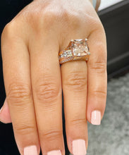 Load image into Gallery viewer, Huge 6.50 Carat Women's 14k solid rose gold cushion cut pink morganite and natural round cut diamond engagement ring Bridal Wedding