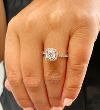Load image into Gallery viewer, Women's 14k solid rose gold cushion cut forever one moissanite and natural round cut diamond engagement ring Bridal Wedding Halo 1.80ctw