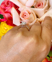 Load image into Gallery viewer, GIA/IGI Certified 14k Solid Rose Gold Cushion Cut and Round Cut Diamond Engagement Ring Halo Bridal Prong Set 2.10ctw F-VS2