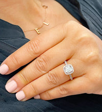 Load image into Gallery viewer, GIA/IGI Certified 14k Solid Rose Gold Cushion Cut and Round Cut Diamond Engagement Ring Halo Bridal Prong Set 2.10ctw F-VS2