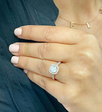 Load image into Gallery viewer, Women's 14k solid rose gold cushion cut moissanite and natural round cut diamond engagement ring Bridal Wedding Halo 1.80ctw